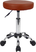 FURWOO Adjustable Salon Chair Small Rolling Stool with Wheels for Spa Salon Massage Home Office Brown