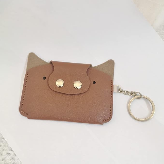 Birth Control Pill Case/Wallet PU Leather Medicine Holder Cute with Keychain(Brown)