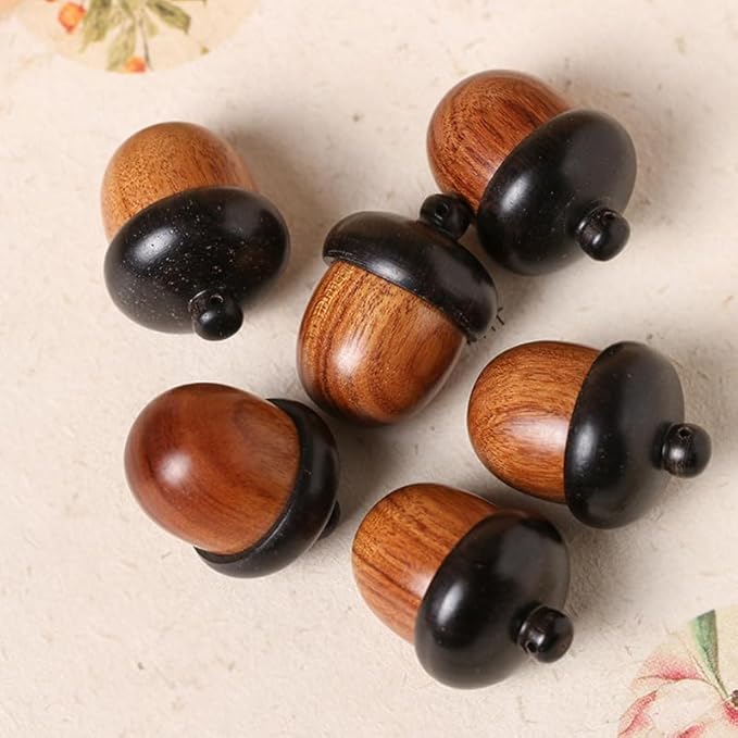 Ximimark 5pcs Solid Wood Medicine Pill Box, Mini Sandalwood Rescue Wooden Pill Case, Portable Tablets Storage Sealed Can for Outdoor