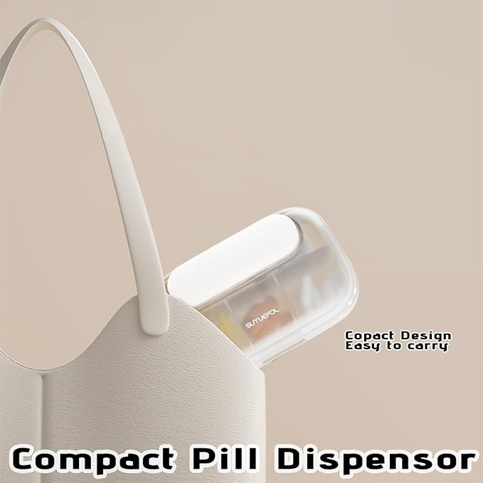 MURRI&MURRDI Travel Pill Organizer, Small Pill Container 6 Compartments, Daily Pill Box for Pocket, Portable Pill Case for Purse, Detachable Medicine Organizer（G White）