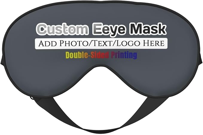 Personalized Eye Masks,Customized Sleep Blindfold Eye Mask,Custom Blackout Eye Cover with Adjustable Strap for Travel and Nap Dark Heather