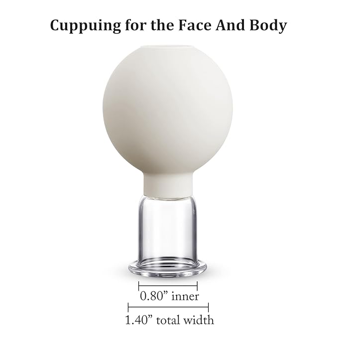 Nuanchu Facial Cupping Cup Glass Face Cup Silicone Cupping Massage Vacuum Suction Mug for Body Face Leg Arm Back Shoulder Muscle and Joint(White,0.8 Inch Diameter)