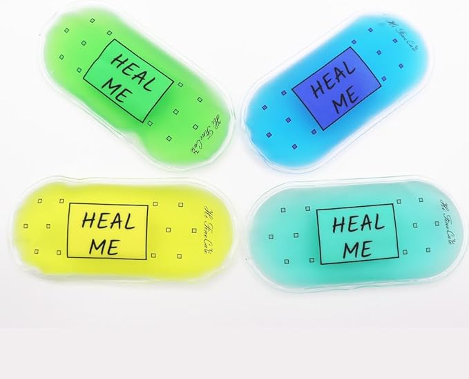 Boo Boo Ice Pack for Kids, Small Ice Pack for Injuries Cold Compress Gel Pack Cold Therapy for Scrape Knee, Bump Head, Hurt Elbow, Hit Thumb (4 Count (Heal me))