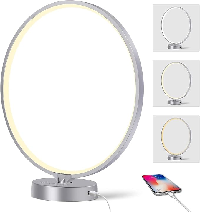 Light Therapy Lamp - 2 in 1 Desk Lamp 10000 Lux Sun Lamp with Dual Controls, 4 Timer, Dimmable, 3 Color Temperatures - Artificial Sunlight Happy Light Box