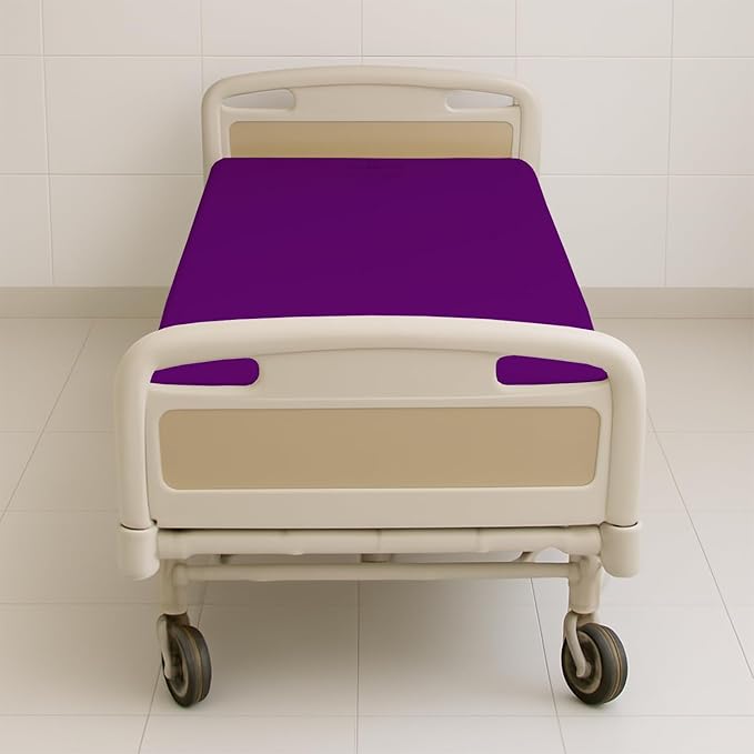 6 Pack Fitted Hospital Bed Sheets - Soft Microfiber Hospital Fitted Sheet - Hospital Bed Fitted Sheets (Purple, 36" x 84" x 12")