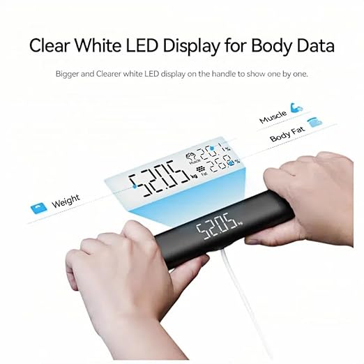Body Fat Scale with Handles, 8-Electrode Smart Body Composition Scale for Home Use, Segmental Body Analysis, Sync with Apple Health, 400 lb Capacit