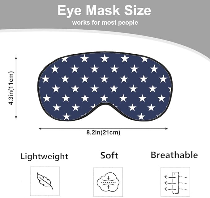 Blue White Stars Silk Eye Mask Sleep Mask Classic Simple Eye Mask with Adjustable Strap Lightweight for Women Work Travel Night Sleep