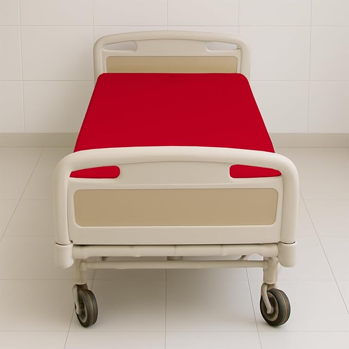 4 Pack Fitted Hospital Bed Sheets - Soft Microfiber Hospital Fitted Sheet - Hospital Bed Fitted Sheets (Red, 36" x 84" x 12")