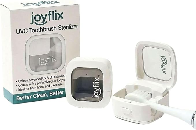 UV-C Toothbrush Sanitizer | Portable & Rechargeable | 99.9% Sanitization with Heating Function | Magnetic Mount, Travel-Friendly & Compact Design (White) (Pure White)