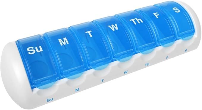 EZY DOSE Weekly (7-Day) Travel Pill Case, Medicine Planner, Vitamin Organizer Box, Convenient and Easy to Use, Removable Daily Compartments, Great for Travel, Color May Vary, BPA Free