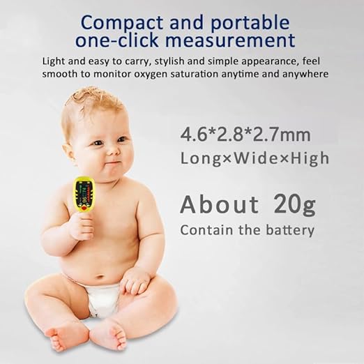 Kids Pulse Oximeter – Pediatric Pulse Oximeter for Children and Infants, Cute Mini Portable Oxygen Monitor Fingertip with OLED Display, Baby Oxygen Monitor for Home and Travel, USB-C Rechargeable Design-yellow