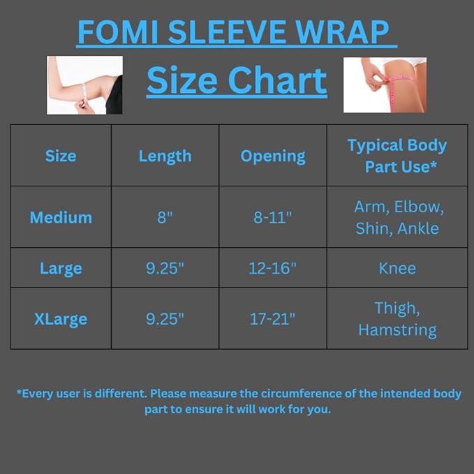 FOMI Hot Cold Gel Ice Compression Sleeve | Premium Flexible Wrap | 360 Degree Solid Gel Cooling Pack for Knee, Shin, Ankle, Foot, Arm, Elbow, Hamstring Pain Relief | Medium – 8''; 8-11'' Opening
