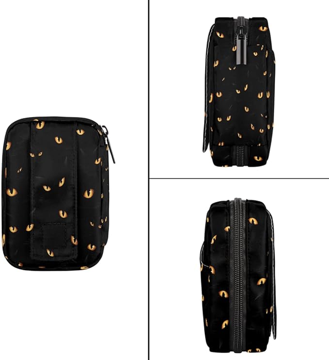 Black cat Eyes Pill Case Everyday Travel, 7 Day Weekly Medicine Pill Box Compact Portable Pills Bottle Organizer with Zipper for Daily Vitamin Medicine Holder Bottle Organizers Bag