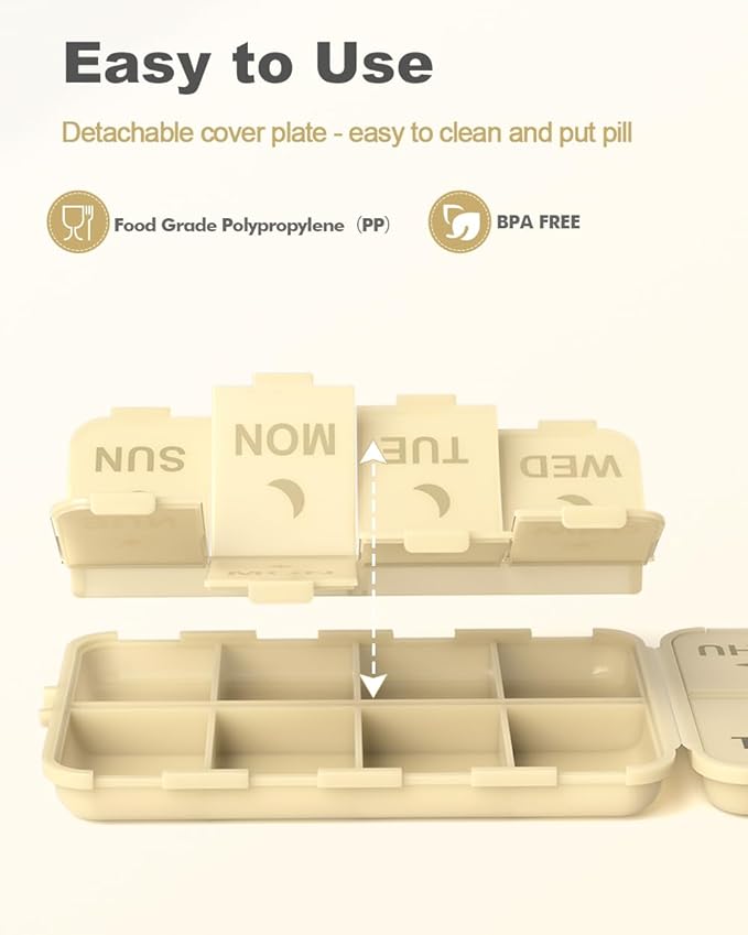 Pill Organizer Medicine Organizer Travel Essentials - Travel Pill Case with Labels, Large Daily Medicine Dispenser