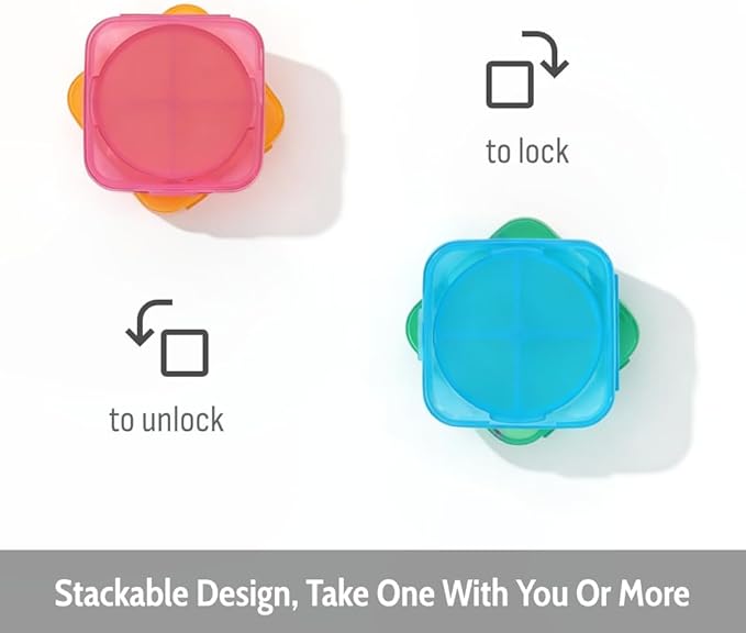 Stackable Weekly Pill Organizer with Detachable Box, Rainbow Color Coded 7 Day Pill Cases, 1 Times, 2 Times, 3 Times, 4 Times Travel Pill Box with Customizable Compartments (Rainbow)