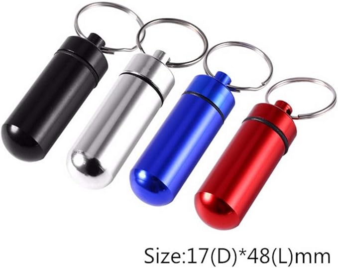 Waterproof Aluminum Pill Holder with Keychain Outdoor Medicine Bottle Seal First Aid Drug Holder