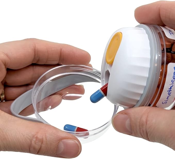 Mini Pill Dispenser Organizer Bottle, Daily Travel Medication Box with Secure Closure (Mini - White)
