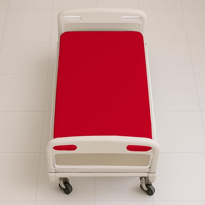 4 Pack Fitted Hospital Bed Sheets - Soft Microfiber Hospital Fitted Sheet - Hospital Bed Fitted Sheets (Red, 36" x 84" x 12")
