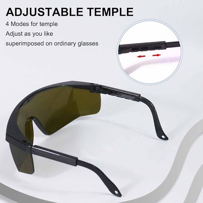 mozeeda Laser Safety Glasses Eye Protection, OD 5+190nm-480nm &750nm-2000nm Wavelength IPL Laser Glasses Eye Protection, Infrared Light for Laser Engraving Safety Goggles with Adjustable Temples