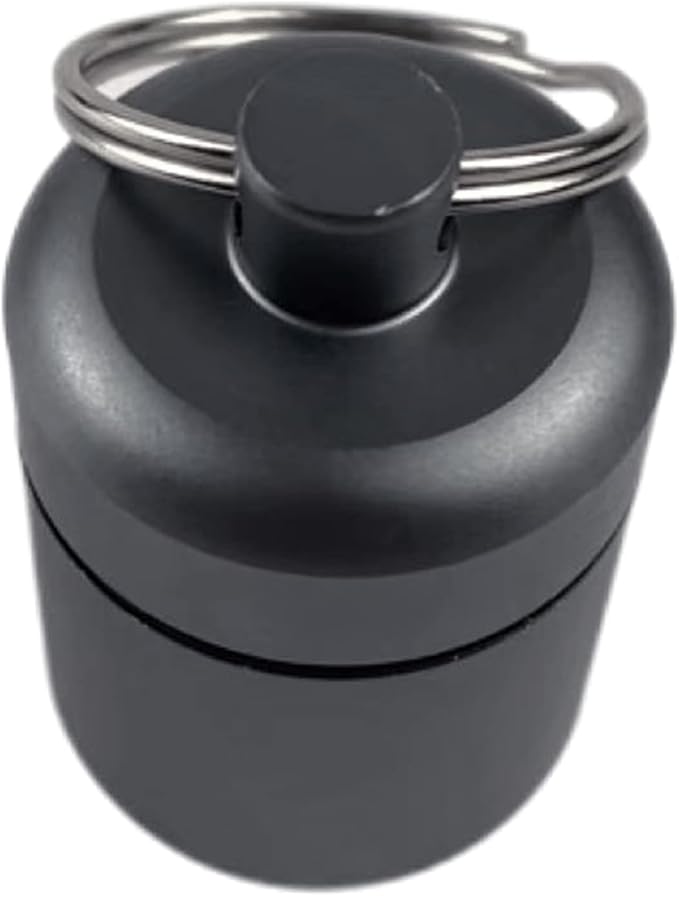 Pill Box Keychain Mini Pill Holder for Outdoor Travel Waterproof Aluminum Alloy Pill Case Pill Fob Small Pill Organizer Pill Box Keychain Pill Holder Micro Cute Waterproof Small Black Aluminum mini