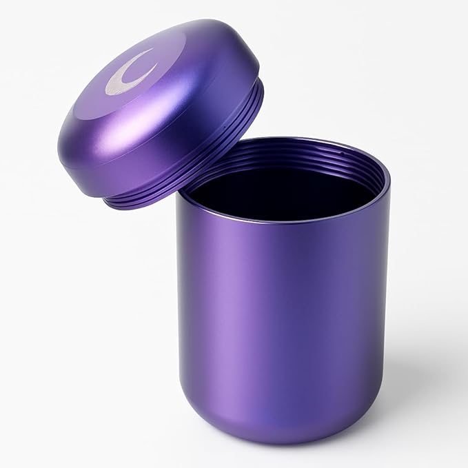Brando Moon Metal Pill Container Airtight Storage Jar - 1.8 x 2.8” Pocket Size Portable Pill Box Case – Sturdy Storage Organizer for Coffee, Pills and other Small Components while Traveling