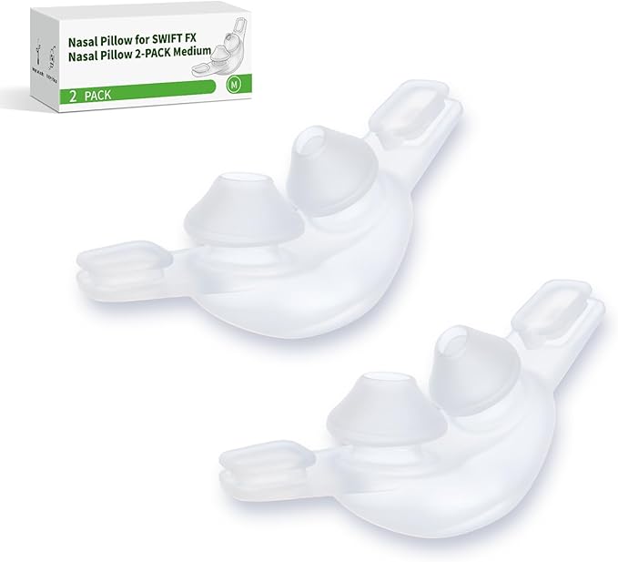2-Pack Replacement Nasal Pillow Cushion Compatible with Swift FX - Ultra Soft Silicone CPAP Mask Cushion with Dual-Layer Technology for Perfect Seal - Premium Nose Pillows Cushions Only, Medium
