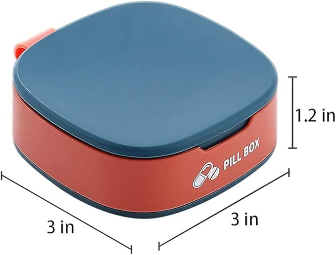 Pill Box 4 Compartment Pill Container for Purse, Portable Medicine Organizer Daily Vitamin Organizer Small Pill Case Cute Pill Organizer Travel Pill Holder Vitamin Organizer (Blue, 1PCS)