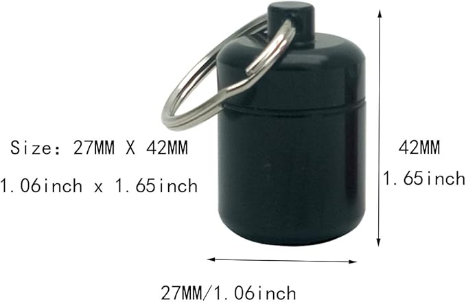 2 Packs Alumium Pill Container Keychain Pocket Coin Stashes Metal Medication Pill Holder Travel Pill Box (Gray and Black)