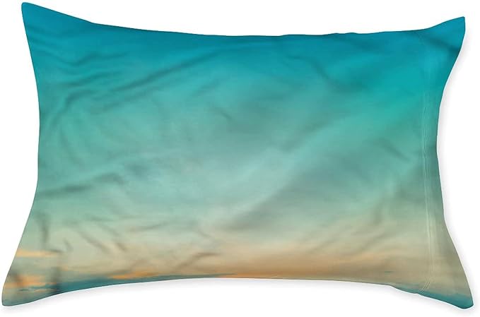 Decorative Fitted Sheet Set Twin XL Size, Aqua Deep Pockets Fitted Sheet & 2 Pillow Sham Set(No Flat Sheet), Early Morning Sky in Blue Printed Microfiber Bedding 3pc Set, for Boys & Girls Bedding