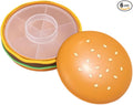 Hamburger Shaped Pill Case, Portable 6 Compartment Mini Pill Organizer with Sealable Lids for Medicine Vitamin Storage (Hamburger Pill Box [6-Grid])