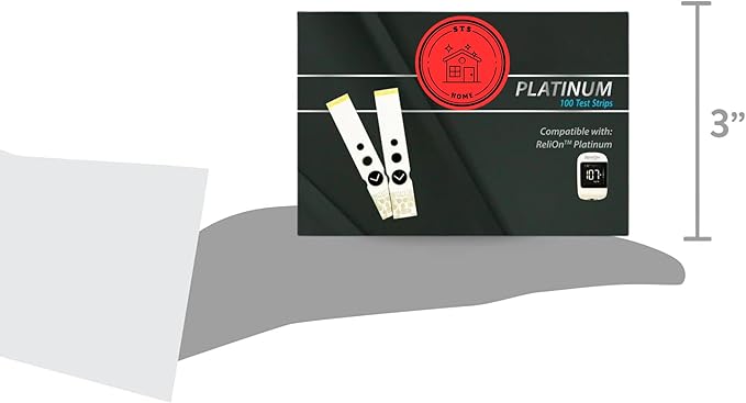 Platinum Blood Glucose Test Strips | Blood Glucose Test Strip | Blood Sugar Test Strips | Platinum Test Strips 100 Count + STS Sticker.
