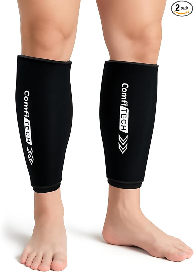 ComfiTECH Shin Splint Ice Pack Wrap 2 Pack, Reusable Leg Ice Pack Sleeve for Knee & Calf, Flexible Gel Cold Pack for Ankle & Arm, Hands-Free Design for Comfort and Support, Large