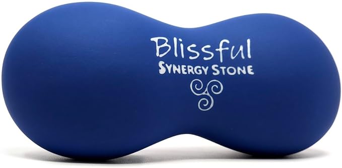 Blissful (Lapis Blue)(Single) Synergy Stone - Contoured Hot Stone Massage Tool with Radiant Heat - Relaxing and Therapeutic for Neck, Back, Legs, Feet - Matte Surface for on Skin with Oil only