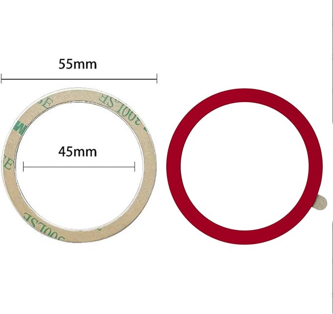 TENOC Universal Metal Ring Sticker for Magnetic Charger Compatible with iPhone/Samsung/Android All Cellphones, Magnetic Mount/Phone Holder Conversion Accessories, 3Pcs, Red
