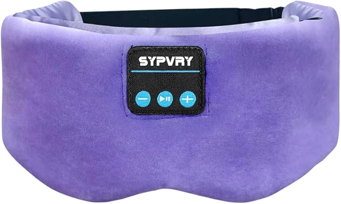 Bluetooth Sleep Mask Wireless Headphones Bluetooth Eye Mask for Side Sleepers SYPVRY Blackout Eye Mask with Headphones Speaker for Airplane,Travel, Purple