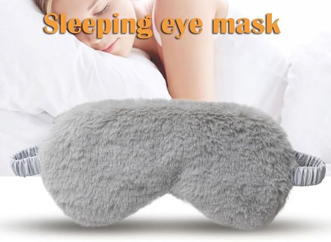 AKOAK 1 Pack Plush Sleep Eye Mask, Soft and Comfortable, Breathable Light Blocking Sleep Protector, Suitable for Adults, Children, Birthday Party Gifts (Gray)