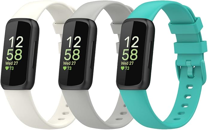 Sporty Wristbands Compatible with Fitbit Inspire 3 Health Tracker Replacement Accessories Soft Silicone Watch Bands for Inspire3 Fitness Tracker S/L