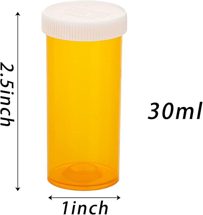 SOUJOY 100 Pack Empty Pill Bottles, 8 Drams Prescription Medicine Vials with Caps, Multi Use Medicine Container for Pill, Crafts, Candy, Supplements and More