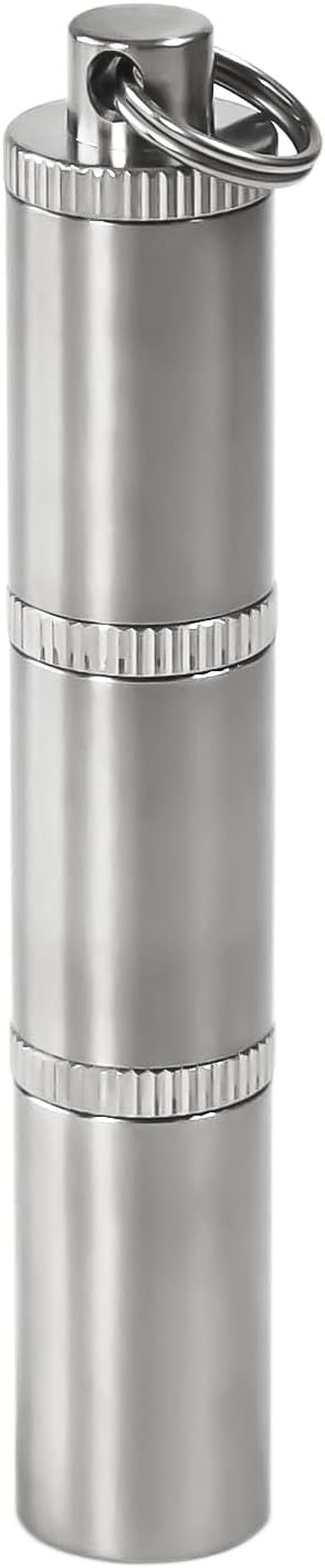 Portable Multi-Layer Pill Case Waterproof Equipment Storage Tank Pure Titanium, Small Portable Pill Case Medicine Bottle Keychain Emergency Outdoor First Aid Box Supplies (Style 3)