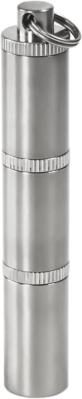 Portable Multi-Layer Pill Case Waterproof Equipment Storage Tank Pure Titanium, Small Portable Pill Case Medicine Bottle Keychain Emergency Outdoor First Aid Box Supplies (Style 3)