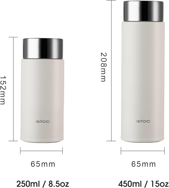 Vsitoo Smart self cleaning Insulated Water Bottle, 15oz Stainless Steel Vacuum Flask, AI Self-Clean, 30-Day Battery Life, BPA-Free, Magnetic Charging, Portable Travel Mug Gifts for Men Women, White