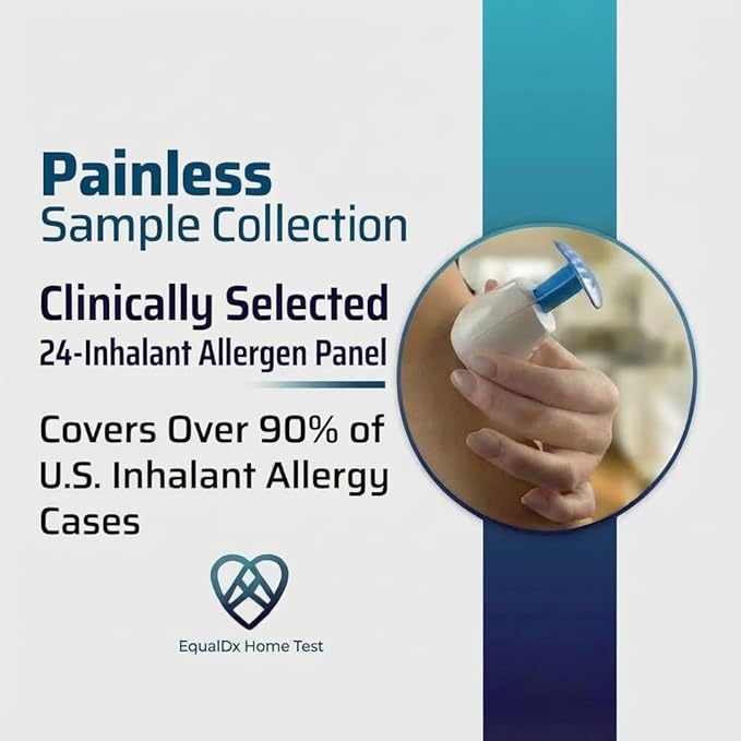 Inhalant Allergy Test - Clinical-Grade Accuracy | Painless Collection for Adults & Kids | Covers Over 90% Indoor and Outdoor Allergy Reactions Including Dust Mites, Mold, Pet Dander, Pollen