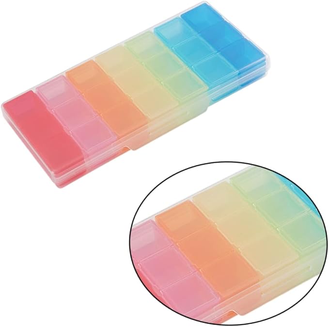 2pcs Portable Days Pill Organizer Compartments Colorful Medication Storage Box for Family Use Daily Medicine Dispenser Travel-Friendly Design