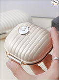 Pill Organizer Case with Carabiner, 7 Compartments,Compartmentalized Dispenser for Men and Women, Beige(Small Milk White)