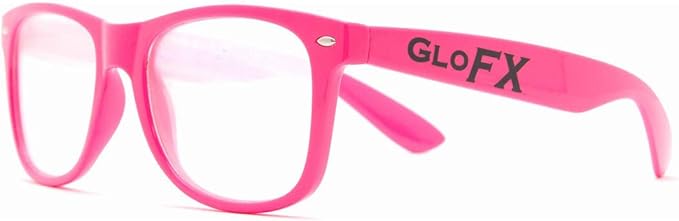 GloFX Ultimate Diffraction Glasses - Pink - 3D Prism Rainbow Effect - Great Edm, Festival, Concert, Fireworks, Christmas Lights, and Rave Accessory - Pink Frames