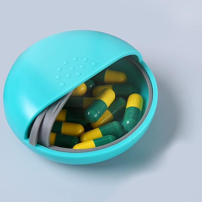 INVODA Travel Pill Organizer Cute Round Pill Box for Purse Compact Medicine Container for Pills, Fish Oil, Vitamins & Supplements