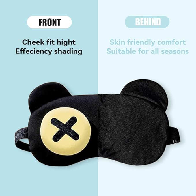 2PCS Cute Eye Mask for Sleeping - Soft Lightweight Eye Cover with Adjustable Strap, Funny Sleep Mask, Eyeshade Covers, Sleeping Mask for Women Men Travel Nap Blindfold Game