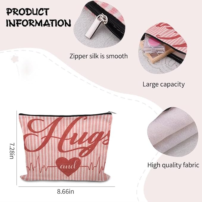 Valentines Day Gift Cosmetic Bag Travel Bag for Cosmetics with Hearts Hug Makeup Bag Pouch Romantic Gifts for Anniversary Toiletry Pouch Gf Presents for Birthday Fiancee Girlfriend Wife Gifts Ideas