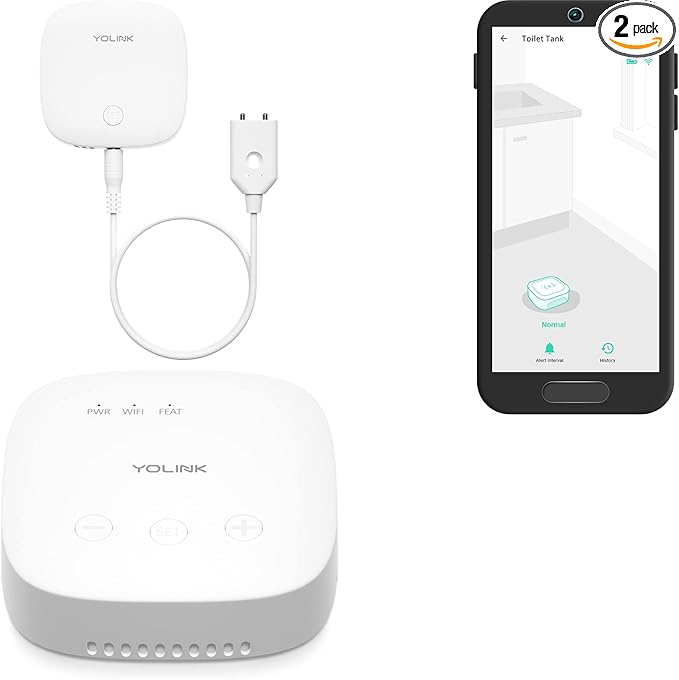 YoLink Water Leak Sensor 3, with Built-in Siren Up to 105dB, Compatible with Alexa and IFTTT - SpeakerHub Included