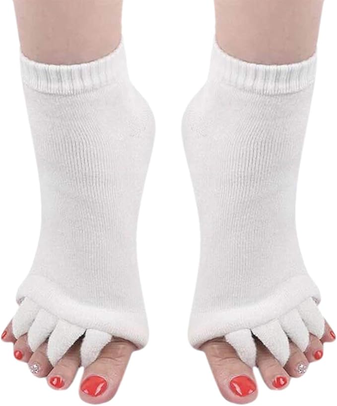 AIBEARTY 3 Pairs Yoga Sport Gym Five Toe Separator Socks Foot Massage Toeless Socks